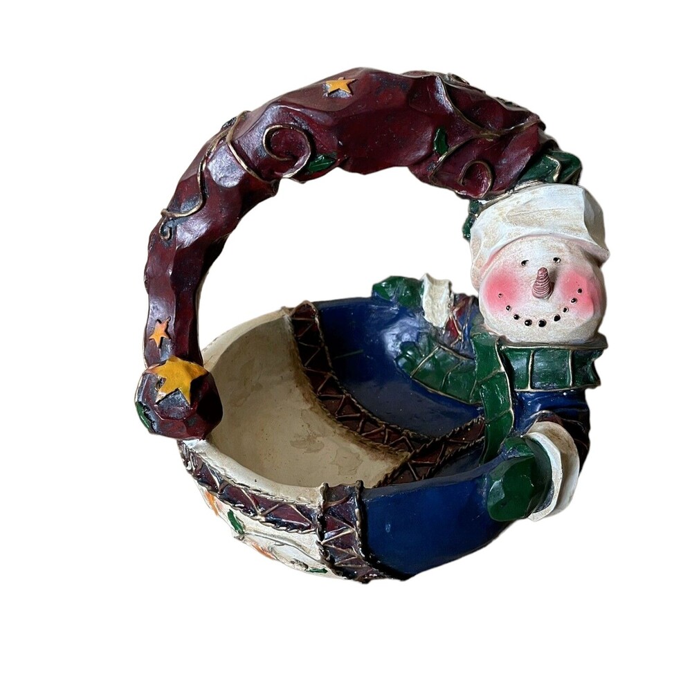 Resin Snowman Shaped Basket for Potpourri and Christmas Decor